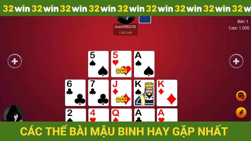 Các thế bài mậu binh thường gặp nhất tại 32win